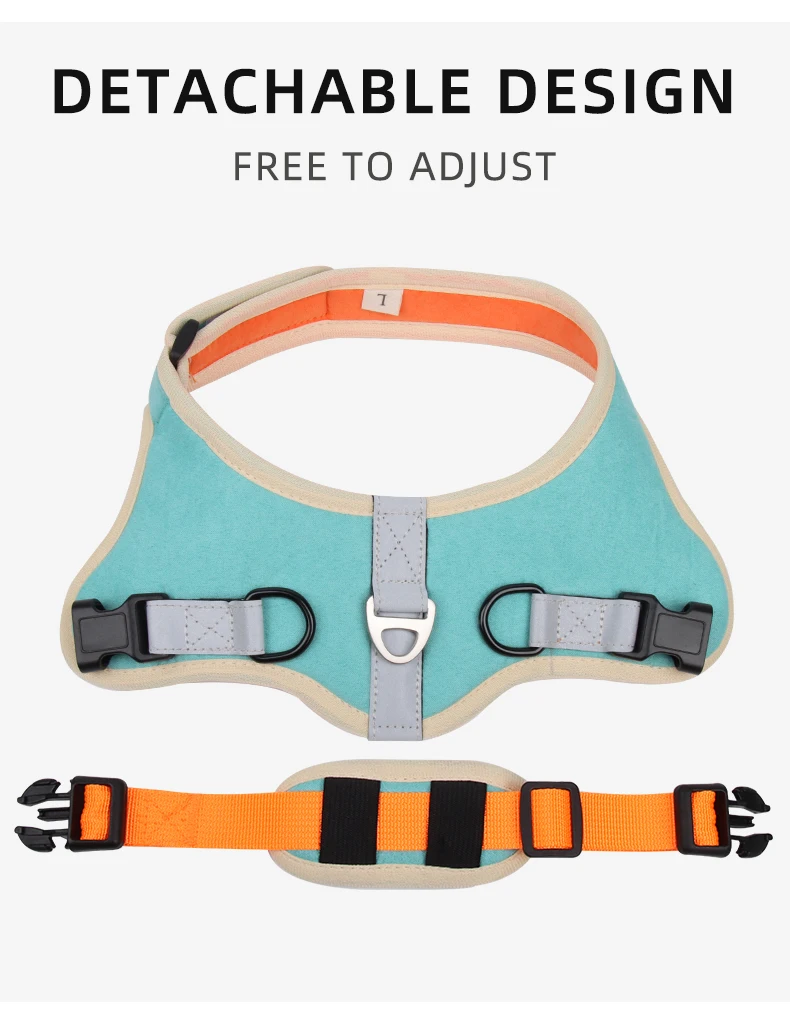 Custom Sublimation Luxury Soft Suede Adjustable Pet Dog Harness And Leash Set supplier