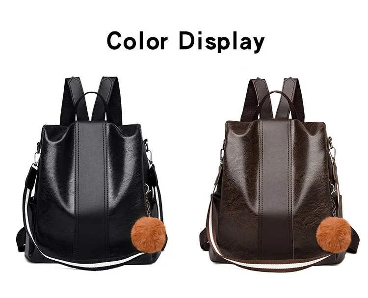 2024 European and American Style Large-capacity Anti-Theft Ladies Convertible Soft PU Women Backpack