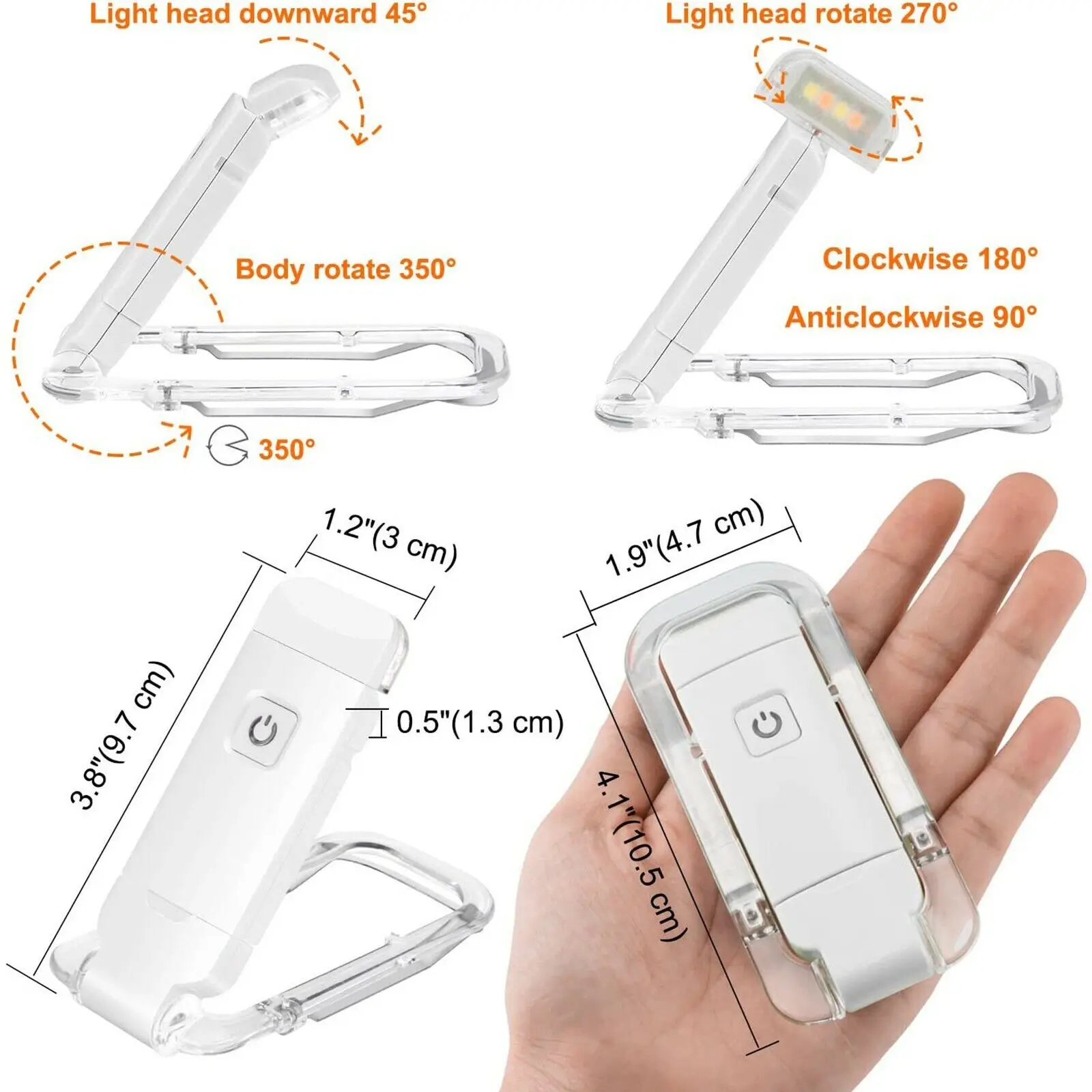 product portable rechargeable 3 brightness levels flexible clip on book lights  led desk reading light  for kids bookmark lamp-43