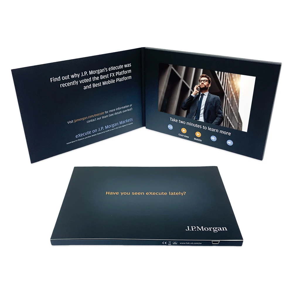 Custom Logos Video Invitations Book Lcd Business Card Gift Screen Mp4 Player Video Album Greeting Business Video Brochure