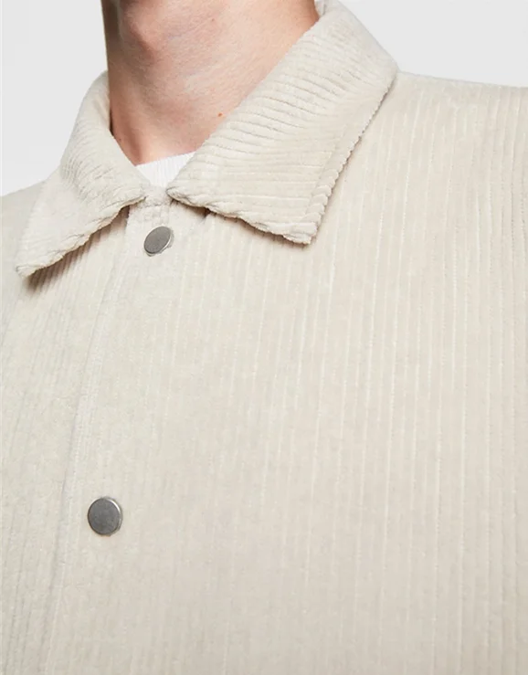 Custom New Fashion Mens White Overshirt Jackets Corduroy Shirt Men for Spring and Autumn