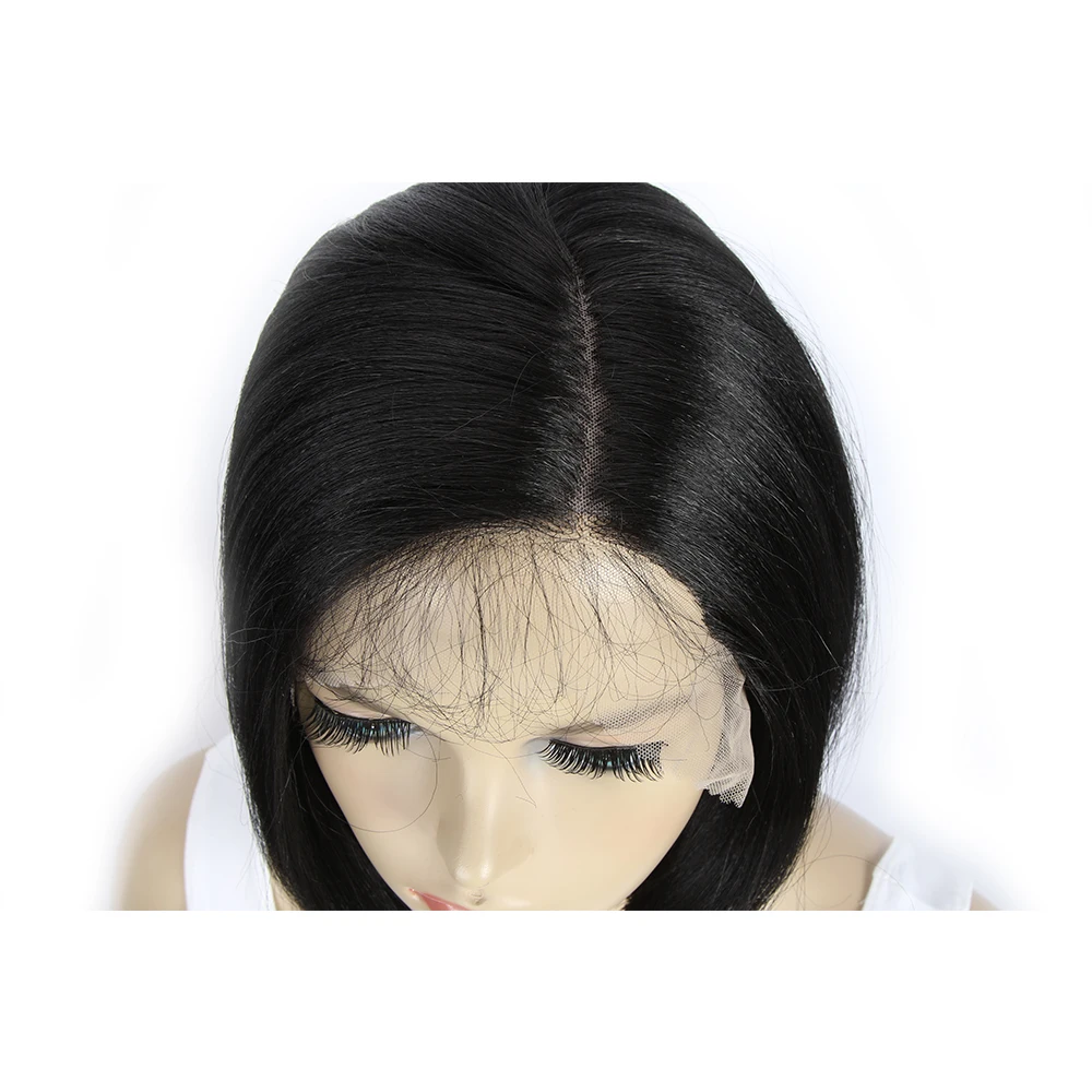 Парик с короткими прямыми T-образными волосами, из натуральных термостойких синтетических волос на сетке спереди, защита от высоких температур, Боб