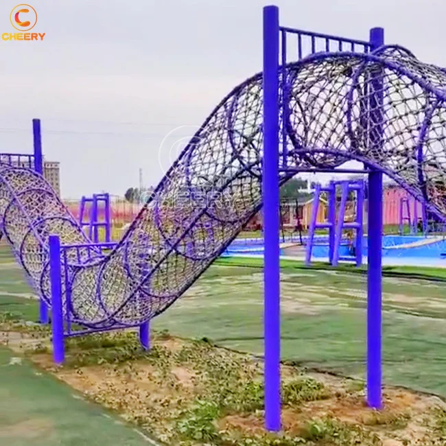 Small Playground Adventure Course Equipment Obstacle Courses Climbing Rope Net Bridge Kids Playground