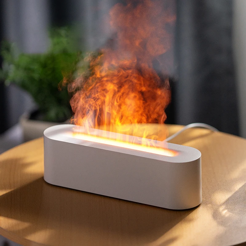 New Design Simulated Flame Essential Oil Diffusers Colorful Lamp Volcano Flame Aroma Diffuser Humidifier Hor Home Room