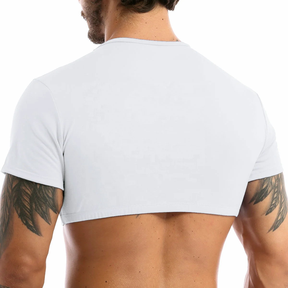 JL-82009 New Arrival Soft Cotton Comfortable Men Crop Top T Shirt Cool Oversized Crop Top T-Shirt Men