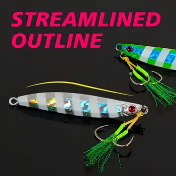 CHEERY High Quality Saltwater 30g 40g 60g 80g Colorful Lead Bait Luminous Jig Slow Metal Jigs With Auxiliary Hook Jigging Lure – Metal Jig – view 5