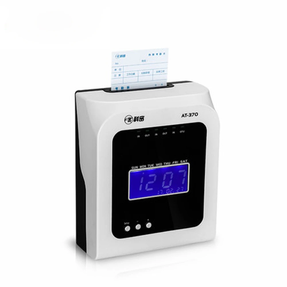 Time Punching Machine with Thermal Card Attendance Clock Equipment English LCD Display Multifunctional for School Office