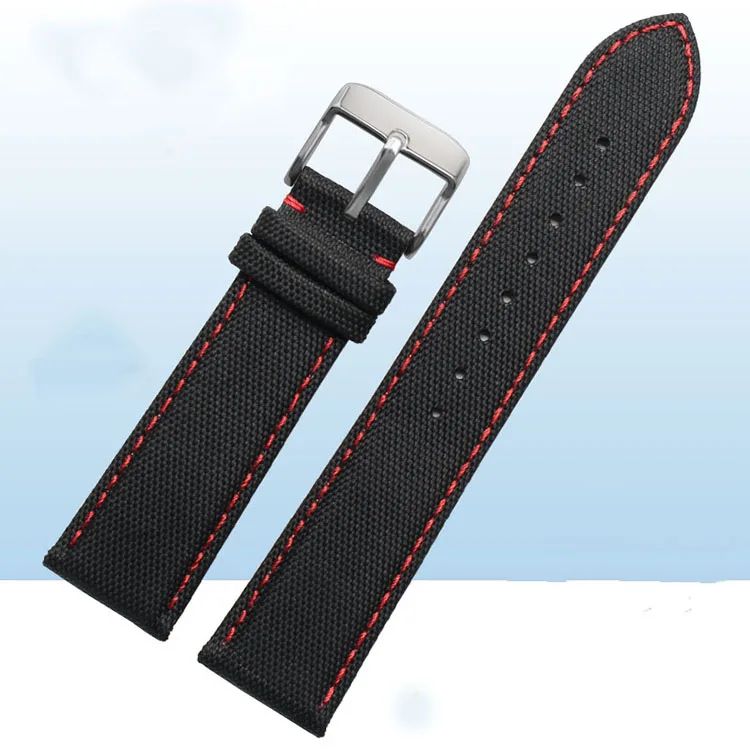 Custom 18 20 22 24mm Canvas Leather Back Watch Strap Waterproof Sailcloth Dive Watch Strap