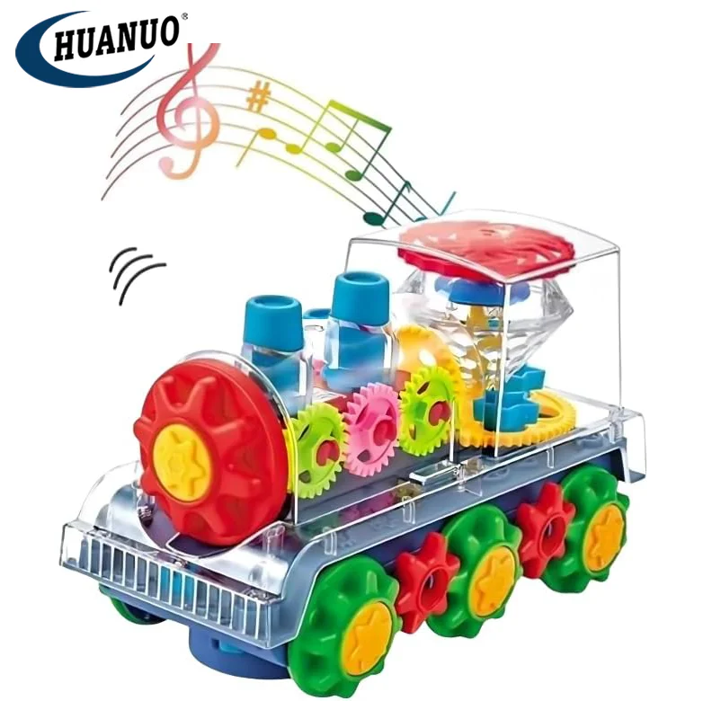 Train Lumineux Musical Pour Bébé - Jouet éducatif à Engrenages Transparents