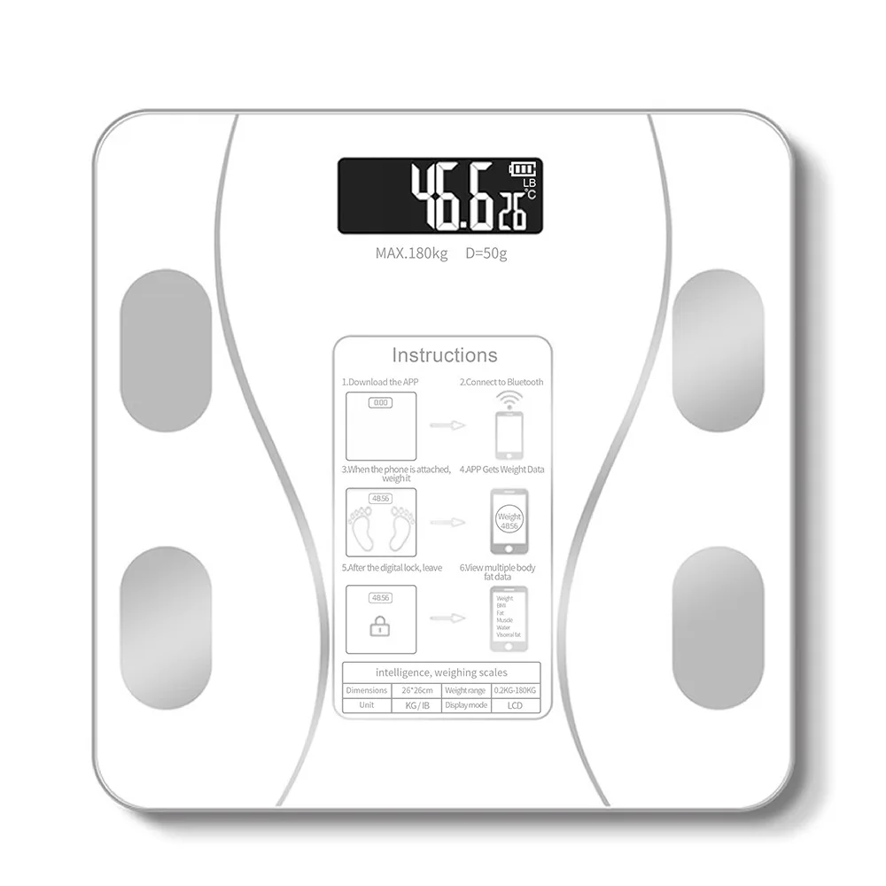 Custom 2023 Smart Digital Weight Machine Electronic Blue Teeth Weighing Scales