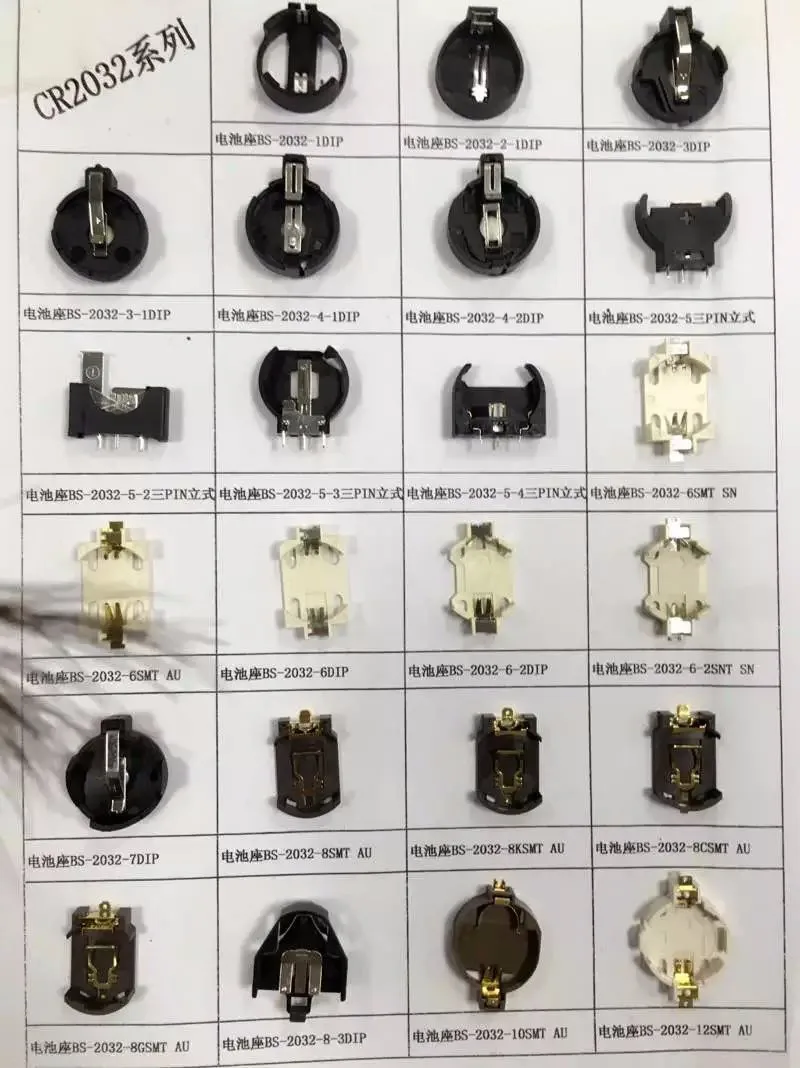 ボタンバッテリーCR2032ホルダーコネクタSMD SMT DIP HIP CR2032リチウムコインタブレット用携帯電話カメラ電卓