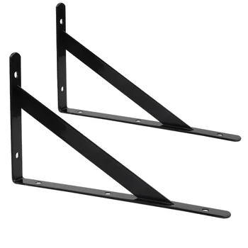 Black Heavy Duty Shelf Brackets with Screws Metal Shelf Brackets Wall Mounted Angle Bracket