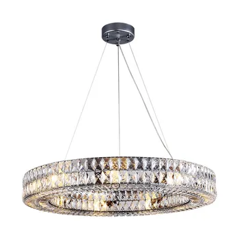 American Style Modern Gold Plating Round Chandelier K9 Crystals LED Pendant Light For Holiday Villages Deco