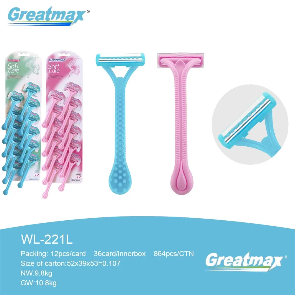 Twin Blade Razor with Lubricating Strip Bikini Disposable razor Back Women Underarm Shaver