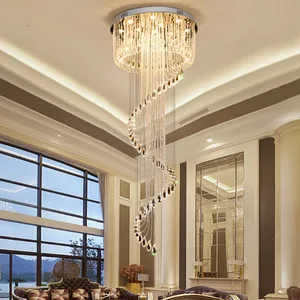 JACKSUN Modern Minimalist Crystal Chandelier for Duplex Buildings Villa Living Room Staircase Cristal Led Crystal Pendant Light