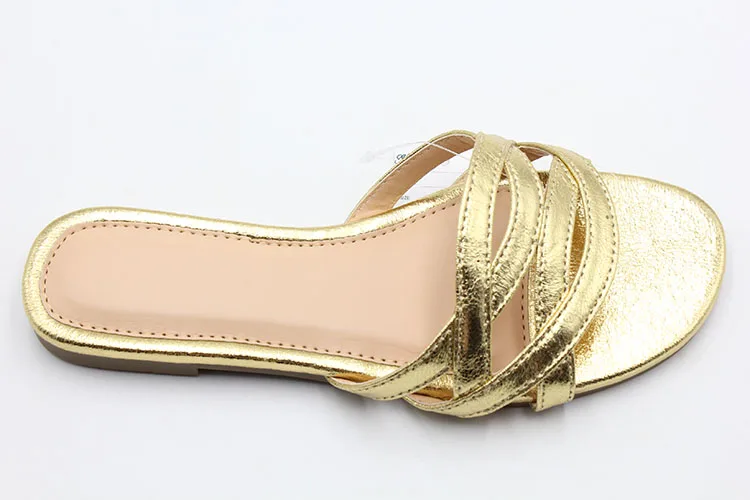 Wholesale Summer Glod Slides Ladies Sandals Fashion Pu Leather Outdoor ...