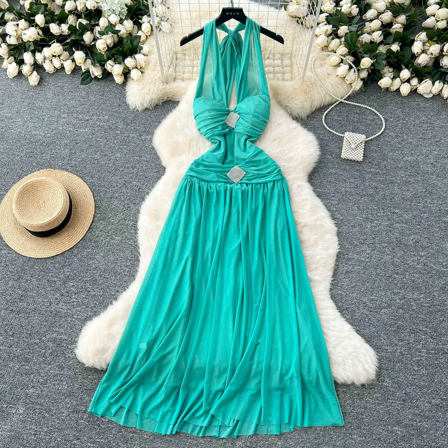sachin and babi light blue dress House of CB Strapless Dresses
