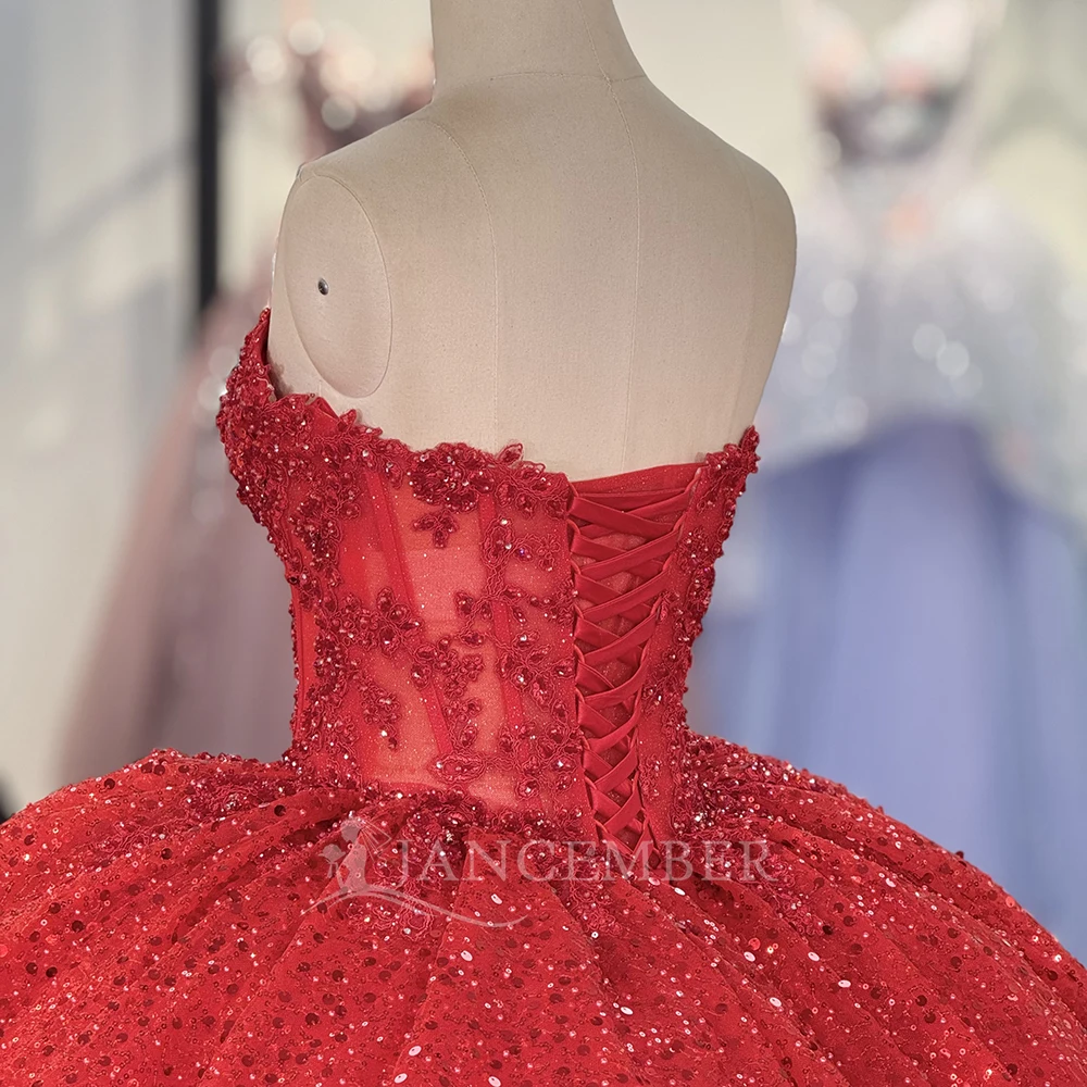 Luxury Red Quinceanera Dresses Shiny Lace Birthday Party Ball Gown Vestidos De 15 Anos Corset Plus Size Party Gowns Dy1354 Luxury Red Quinceanera Dresses Shiny Lace Birthday Party Ball Gown Vestidos De 15 Anos Corset Plus Size Party Gowns Dy1354