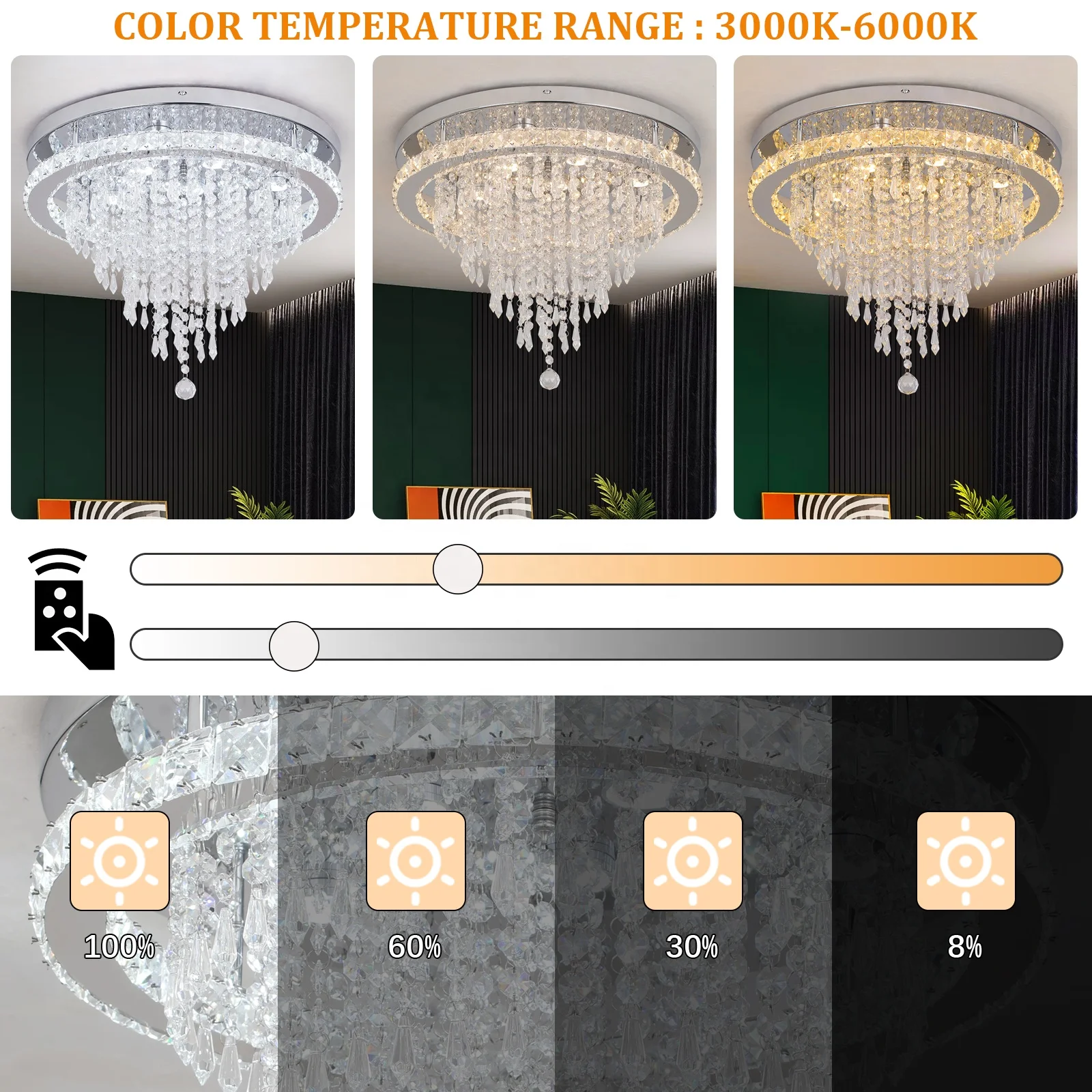 Simple Nordic 41W Dimmable Ceiling Lights Chandeliers for Home for Living Room Use