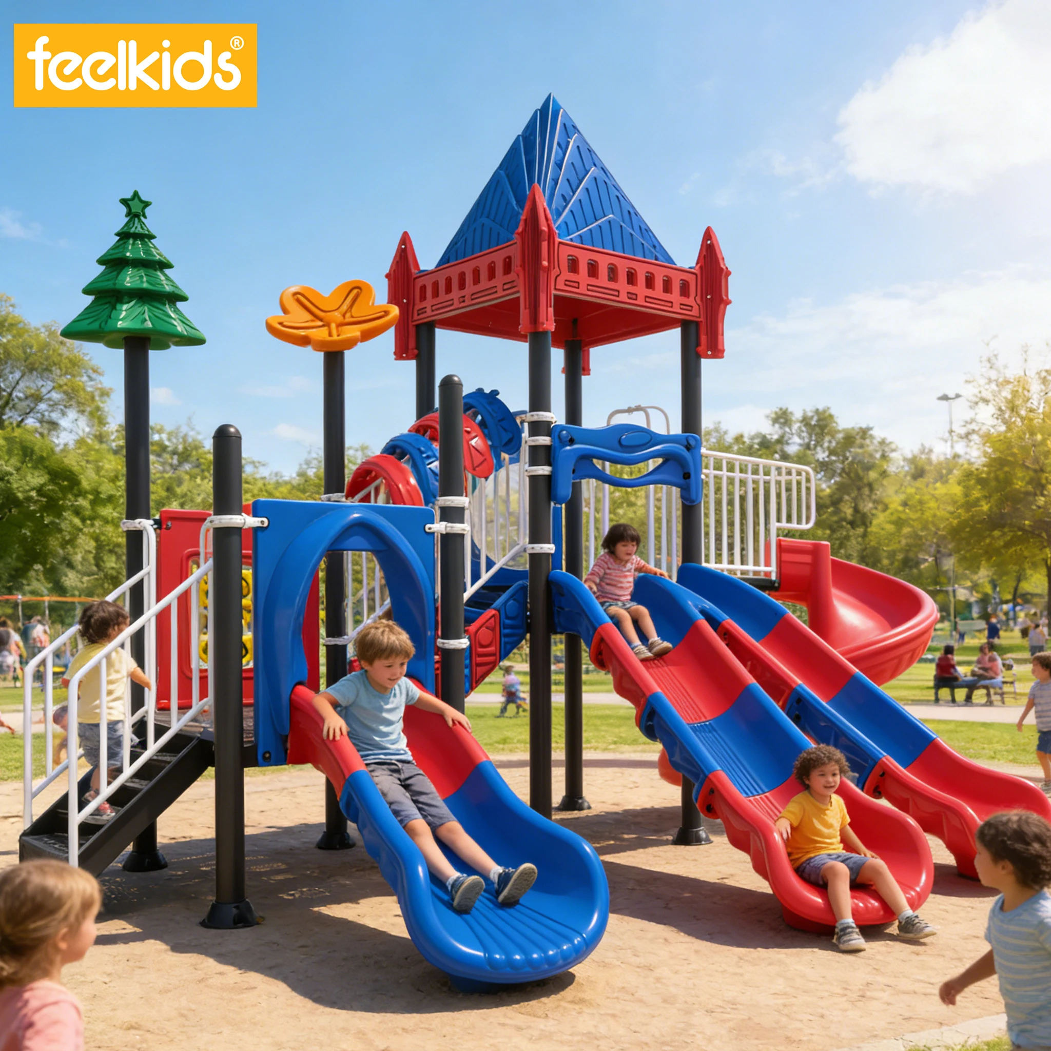 Feelkids Large Outdoor Playground Amusement Equipment Plastic Slide for  Schools & Daycares Fun Amusement Equipment for Park Use