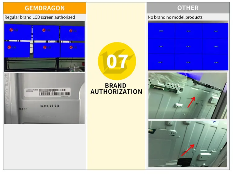 Video wall lcd con bisel ultra estrecho de 65 pulgadas