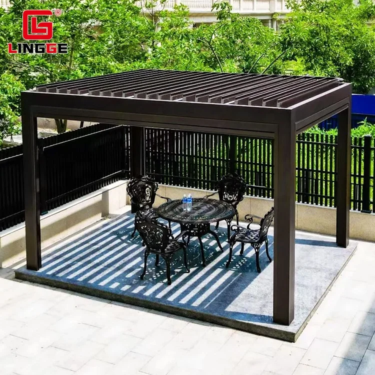 Remote Control Outdoor Pergola Motorized Louvered Roof Pergola Strong Durability Customized Modern Aluminum Gazebos