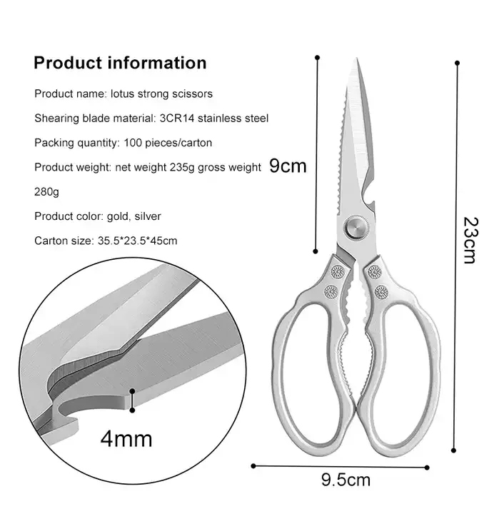 3cr14 Stainless Steel Kitchen Shears Roast Scissors Multi Functional Kitchen Food Scissor Top