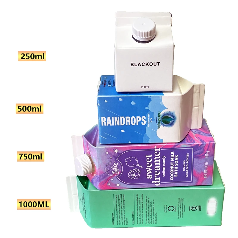 Paquet de lait en carton personnalis durable 250ml 500ml 1000ml bote  d'emballage en papier de jus liquide aseptique Gable Top