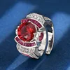 Anillo de corindón rojo de tamaño ajustable