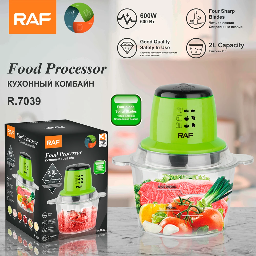 Mini tocator electric, Robot de bucatarie AT PERFORMANCE®, 600 W, 2 viteze + puls, bol 2 L, dispozitiv de emulsifiere, disc din inox, VERDE. - Blendere si Tocatoare - atMag.ro