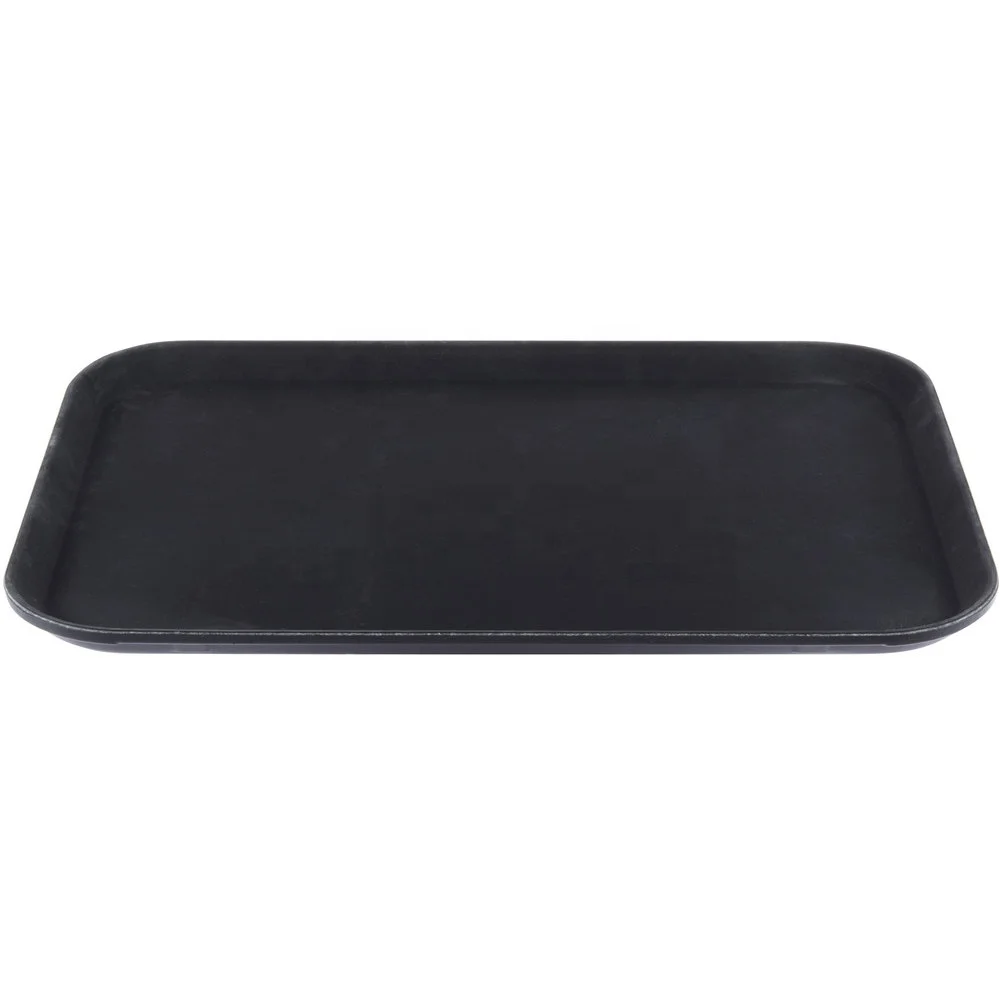 BLACK Non-Slip Rectangular Tray, Black Non Slip Tray