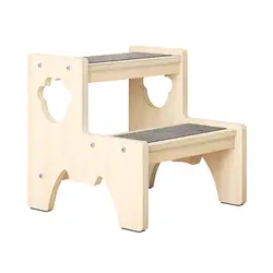 Wooden Step Stool for Toddlers Two Step Stool for Kids Potty Training Montessori Kitchen Step Stool Potty with Non-Slip Pads