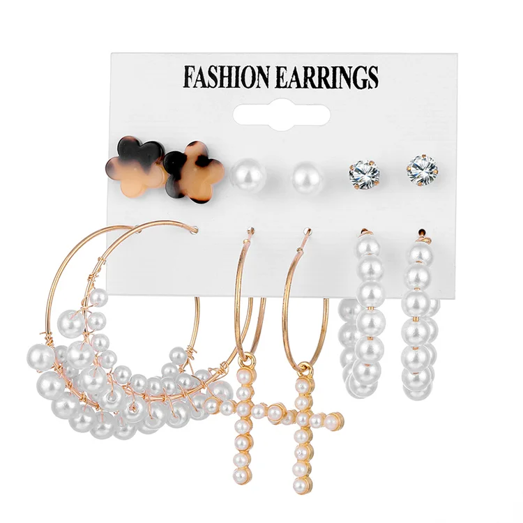 Vkme Women Fashion Pearl Crystal Jewelry Tassel Drop Earrings Hoop ...