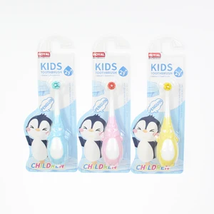 Wide Card Interesting Kids Toothbrush with Small Round Shaped Head Cute Animal penguin Style Gum Gingival Care