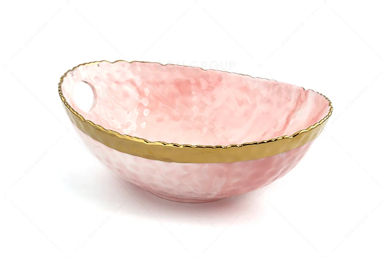 Wedding Banquet Gold Rim Ingot Bowl For Serving Food Kitchen Malleolar Stria Ceramic Salad Fruit Bowl