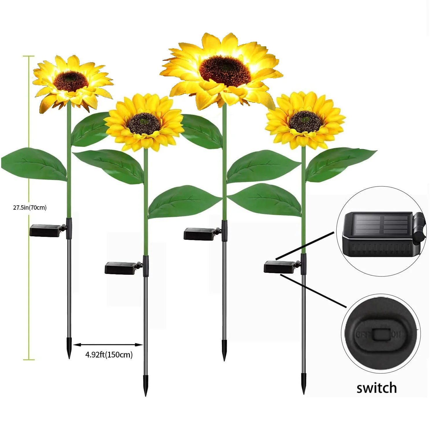 Sunflower Solar Garden Lights Waterproof Outdoor LED Landscape Lights