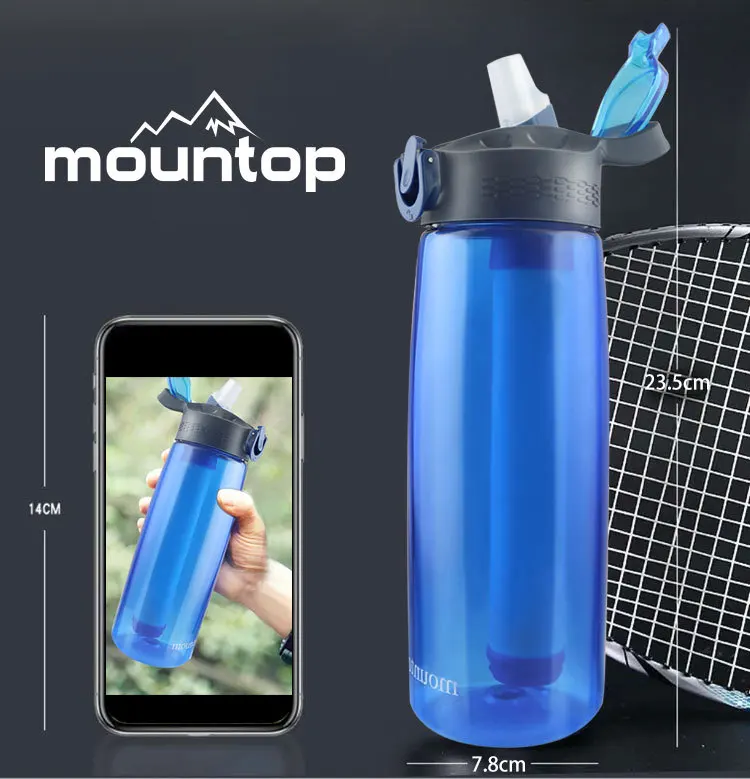 2023 New Outdoor Filter Water Cup Alkaline Filter Water Bottle With