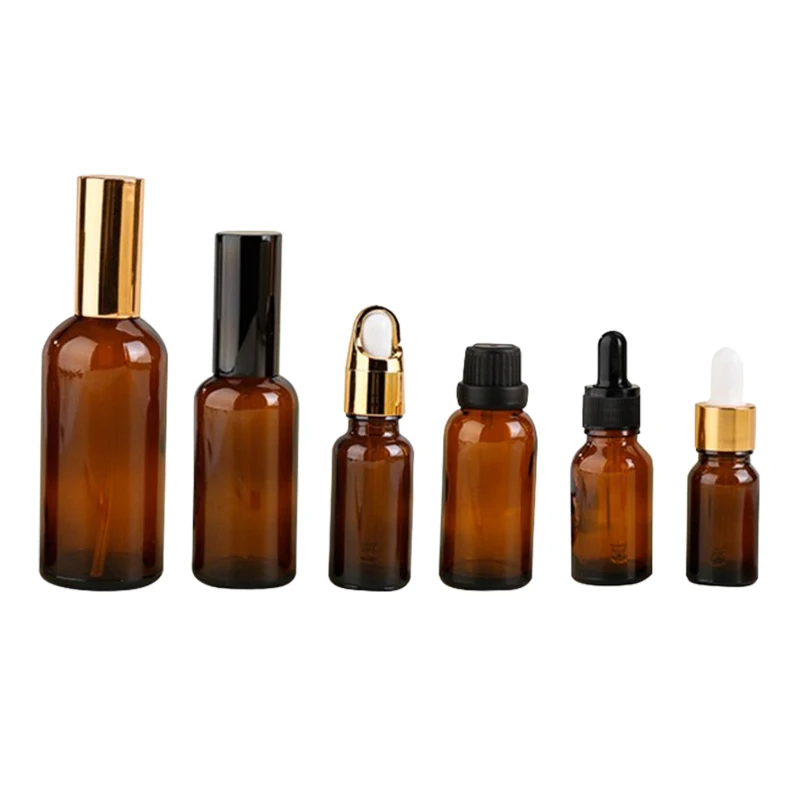 NQFIBER Screen Printing Tamper Proof 10ml Amber Glass Oil Bottle With Euro Stopper  Dropper Serum Bottles Essential
