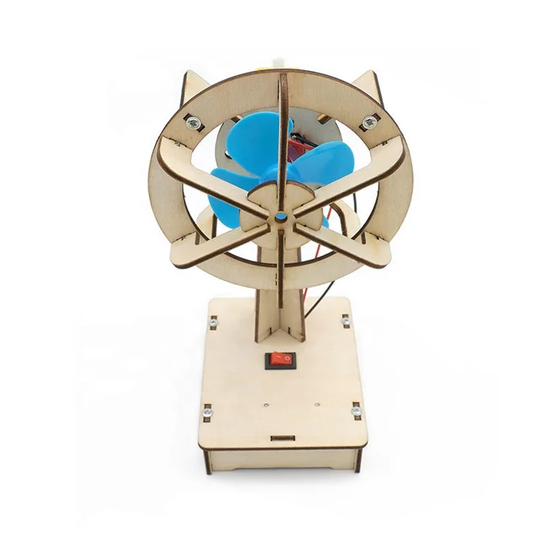 Science and Technology Experiment Education Stem Toy Electric Shaking Head Fan Wooden Fan