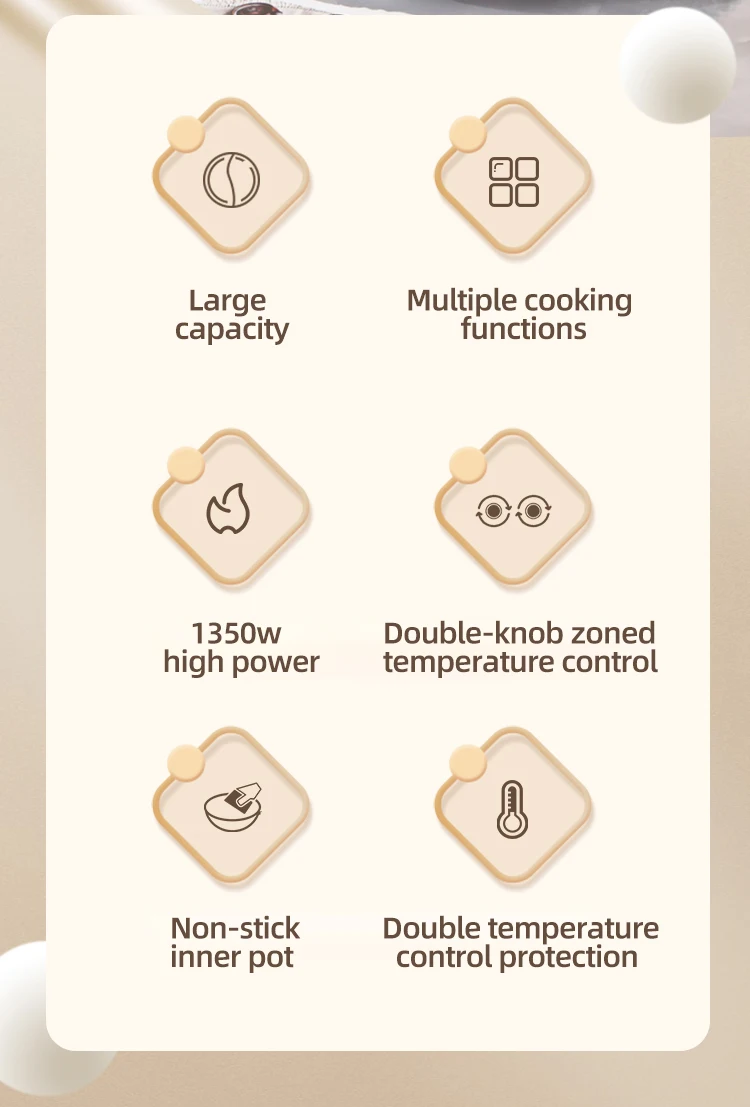 2024 New Design 2 Controller 220v 1600w Fast Working Pottery Crystal Inner Pot Kitchem 2 Compartment Electric Cooker Hot Pot