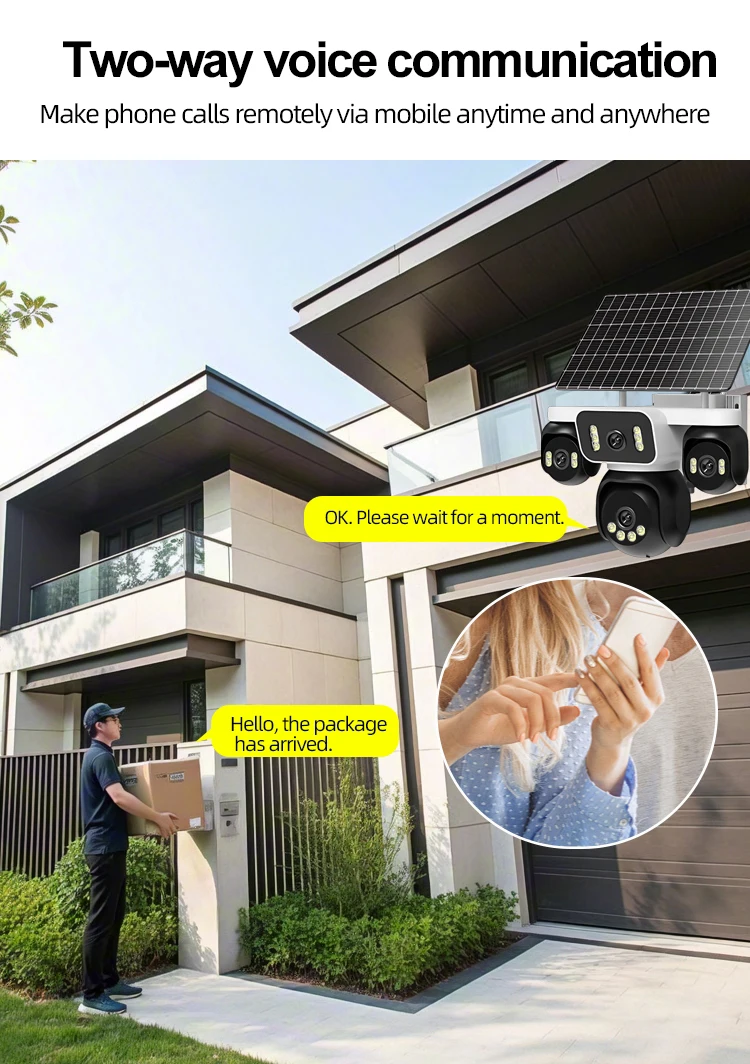 FOSVISION HiEasy 8MP AOV 4G Solar Camera Security System 4-lens Camera Outdoor Wireless CCTV PTZ IP Color Night Vision