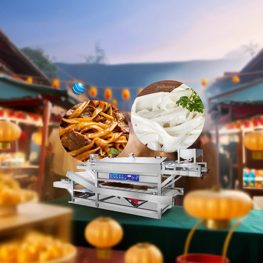 Chinese Snack Flat Rice Noodle Machine Flats Steam Rice Sheet Noodles Machine Pho Noodle Grain Product Making Machine