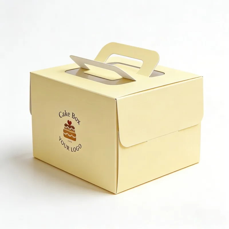 Scatola personalizzata per imballaggio alimentare con stampa su misura, scatola di cartone per torte con maniglia, scatole di carta per torte destinate agli alimenti