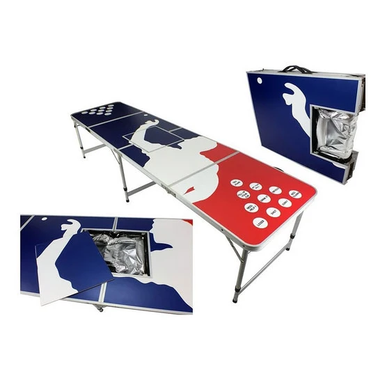 Custom Fold Painting Table 8ft Aluminum Beer Pong Game Table Lightweight Desk Multi-function Party beer pong table with cups