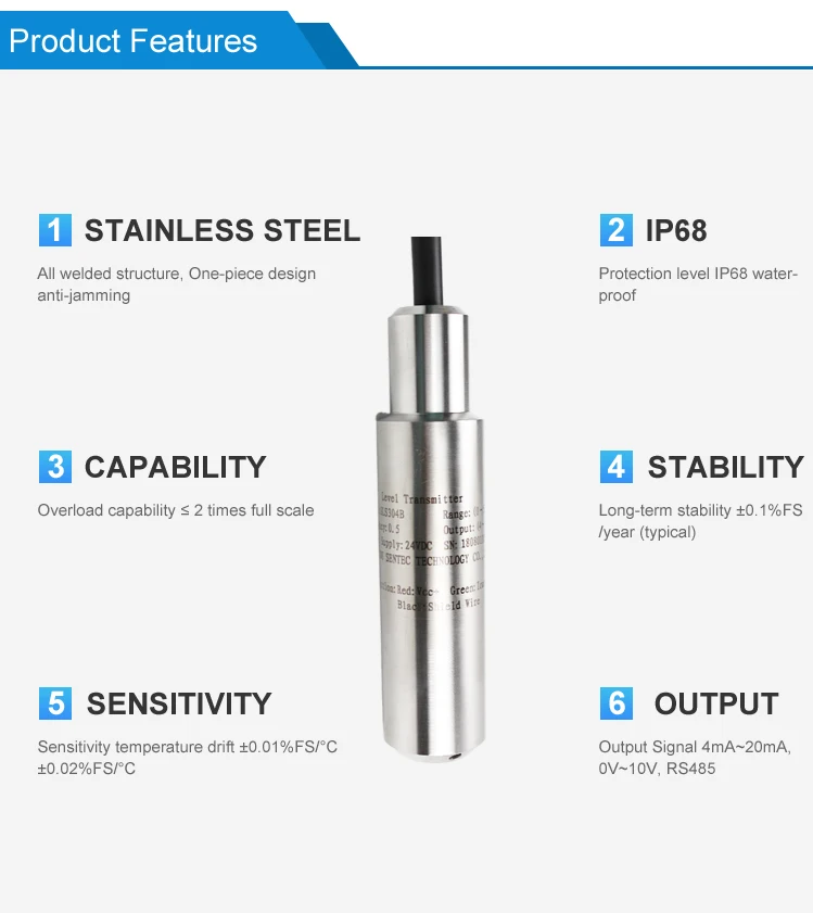 SENTEC SLS300 Submersible Level Sensor Probe - Accurate Water Level ...