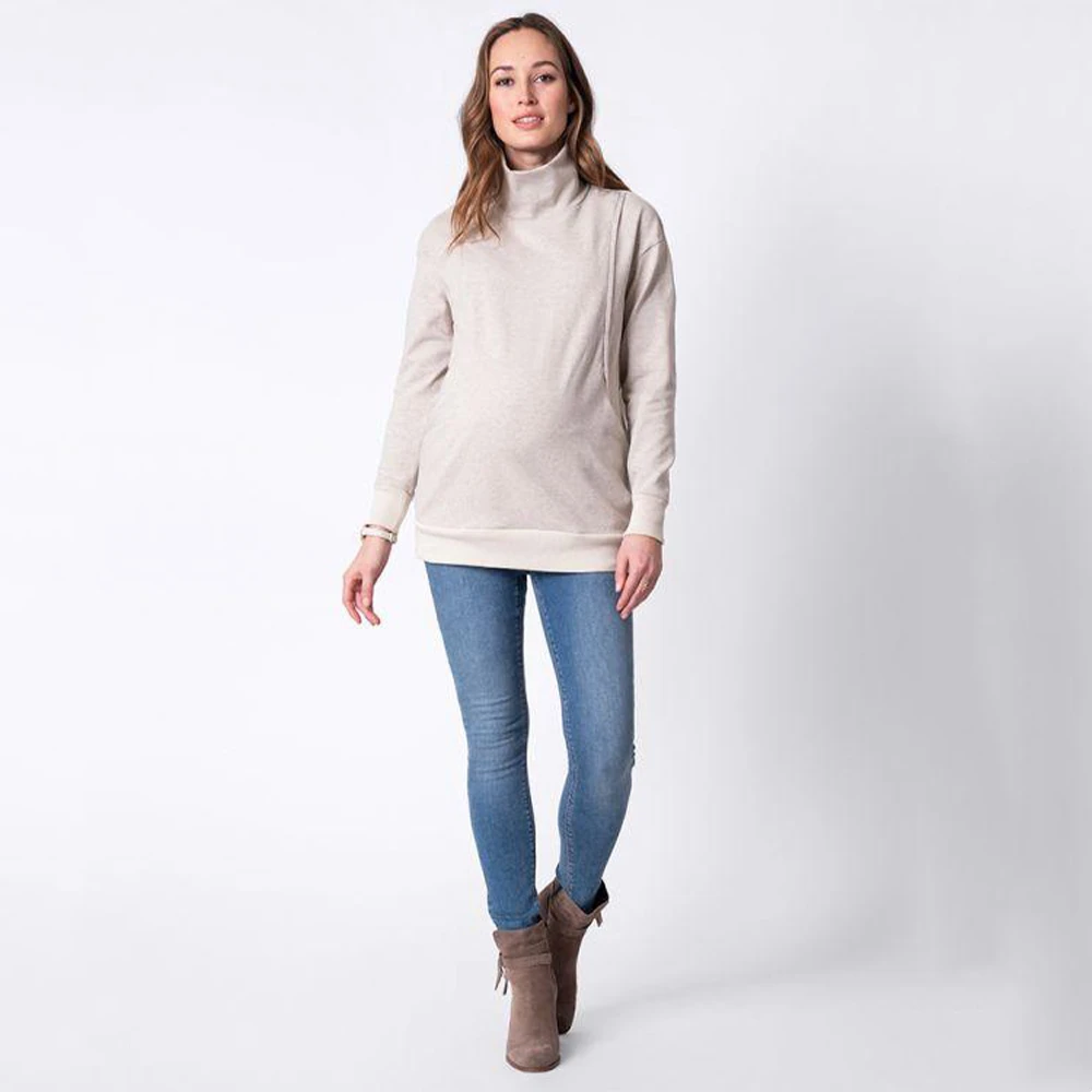 Custom Design Waffle Cowl Neck Breast Feeding Jumper Motherhood