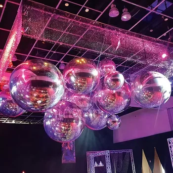 Wholesale Wedding Decoration Adverting Inflatable Silver Mirror Balloons Inflatable Colorful Mirror Balls for sale