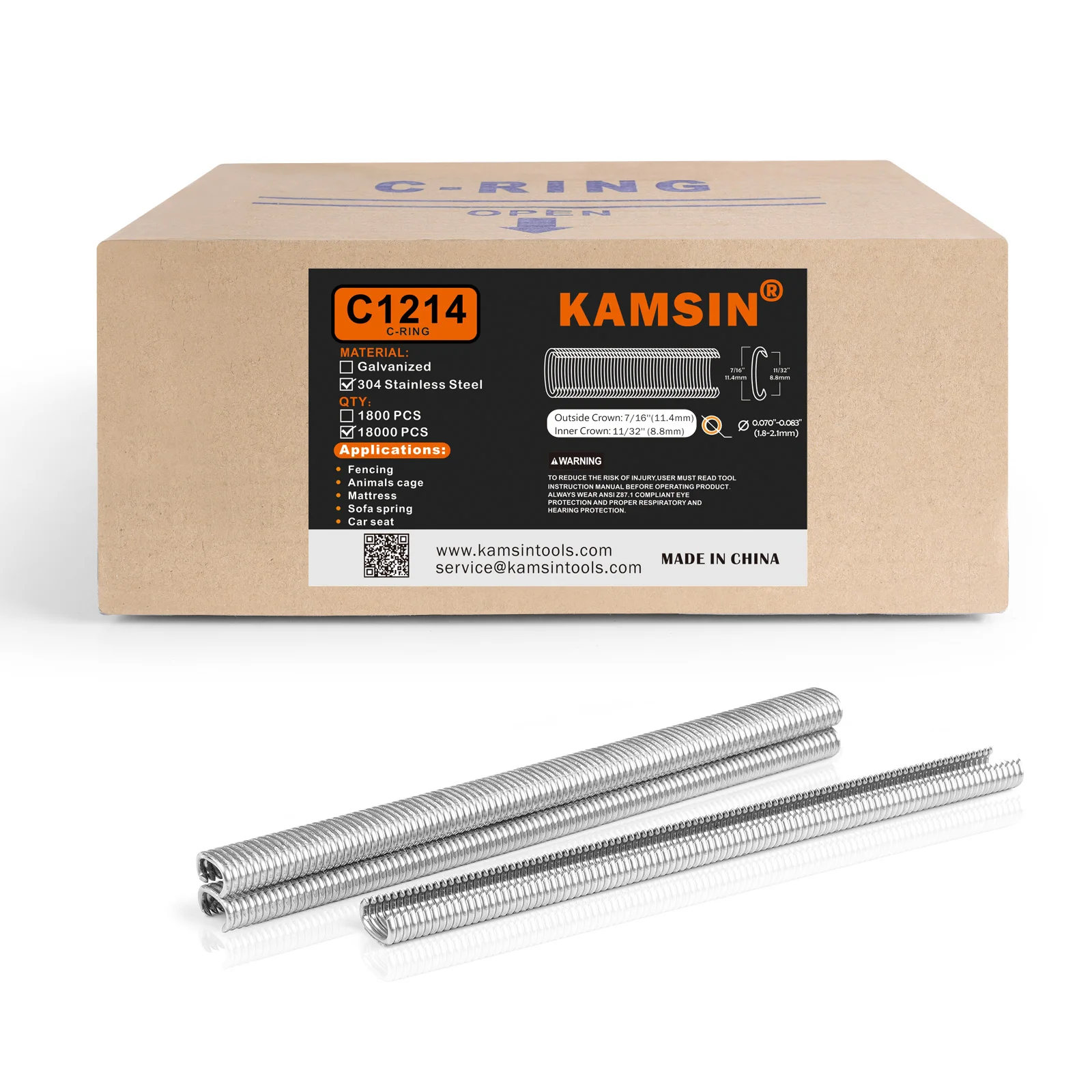 KAMSIN C1214/C17 Hog Rings - 18000 Stainless Steel Staples