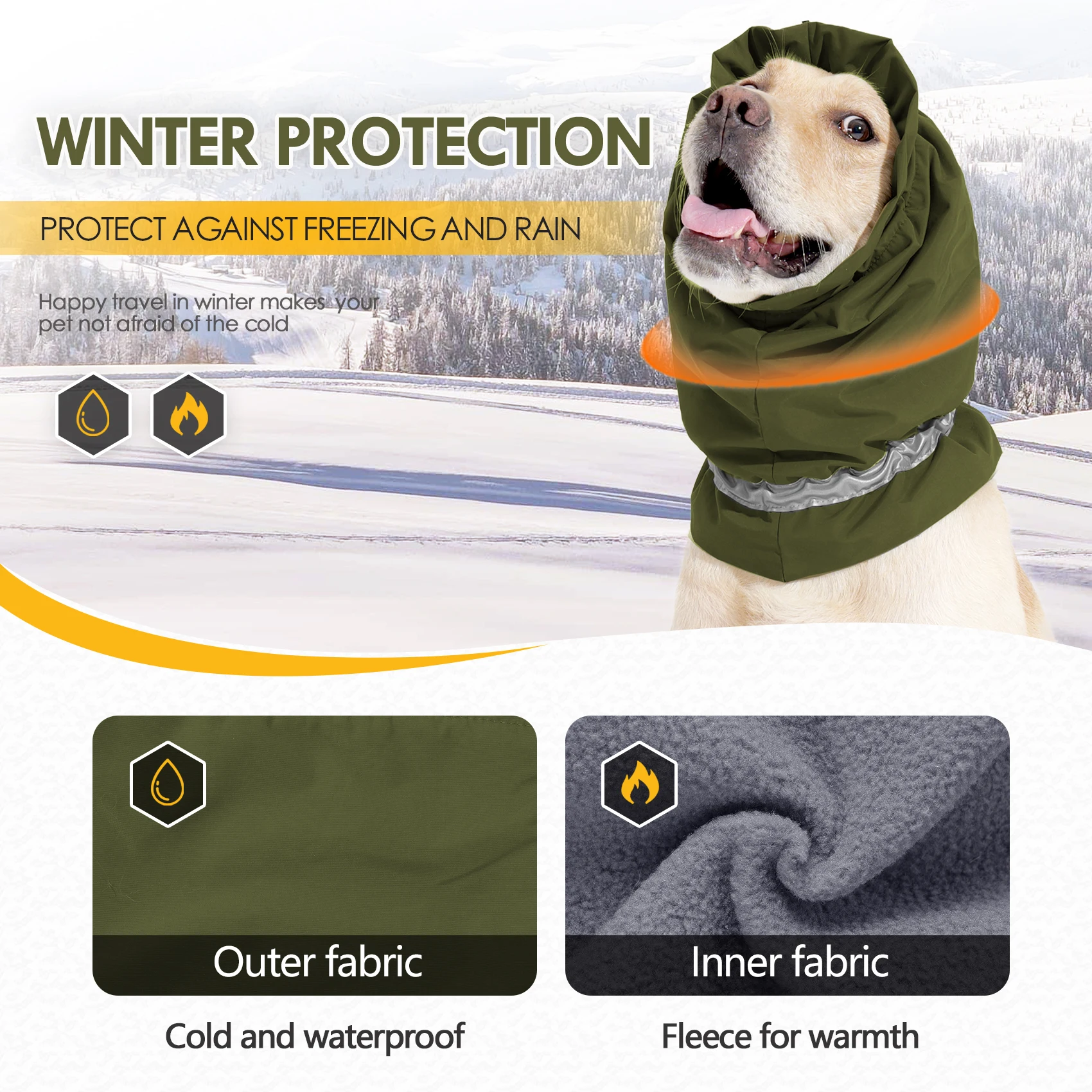 Dog Ear Wraps Protection Head Warp Cover Winter Warm Dog Hat Scarf