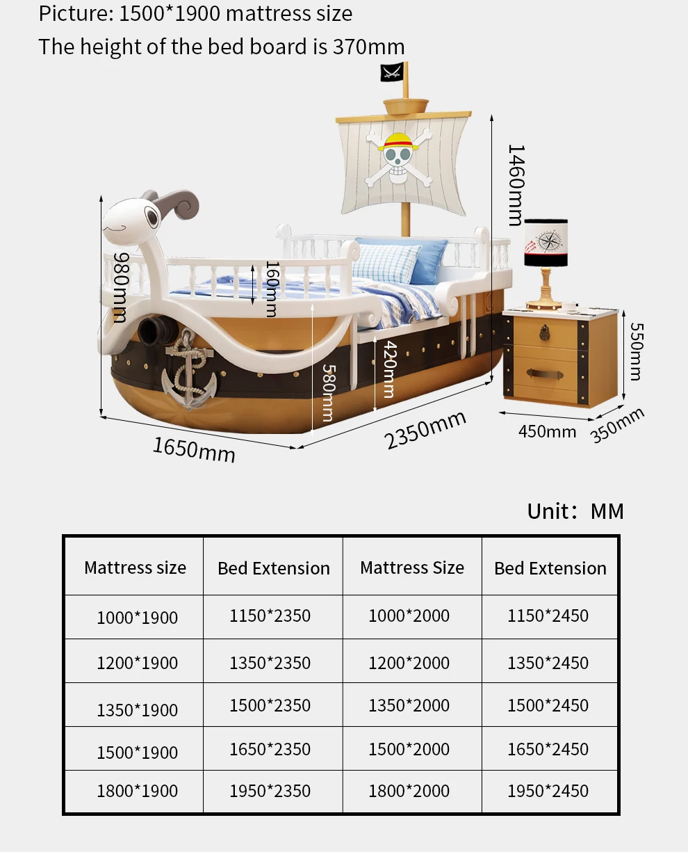 Customizable Pirate Ship Bed Modern High Quality Merley Boat Children's